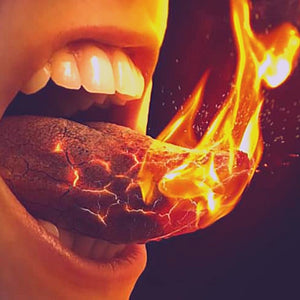 Tongue on fire with burnt taste