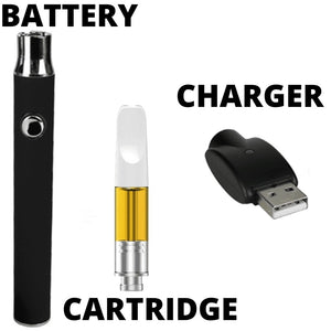Vape Parts:  Battery, Charger and Cartridge