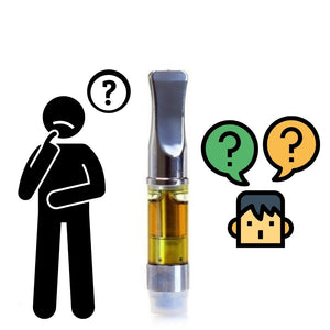 Vape Cartridge with Question Mark Graphics
